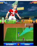 Eine Spielszene aus Inazuma Eleven Go: Chrono Stones Donnerknall für Nintendo 3DS zeigt Spikey vor dem Tor.