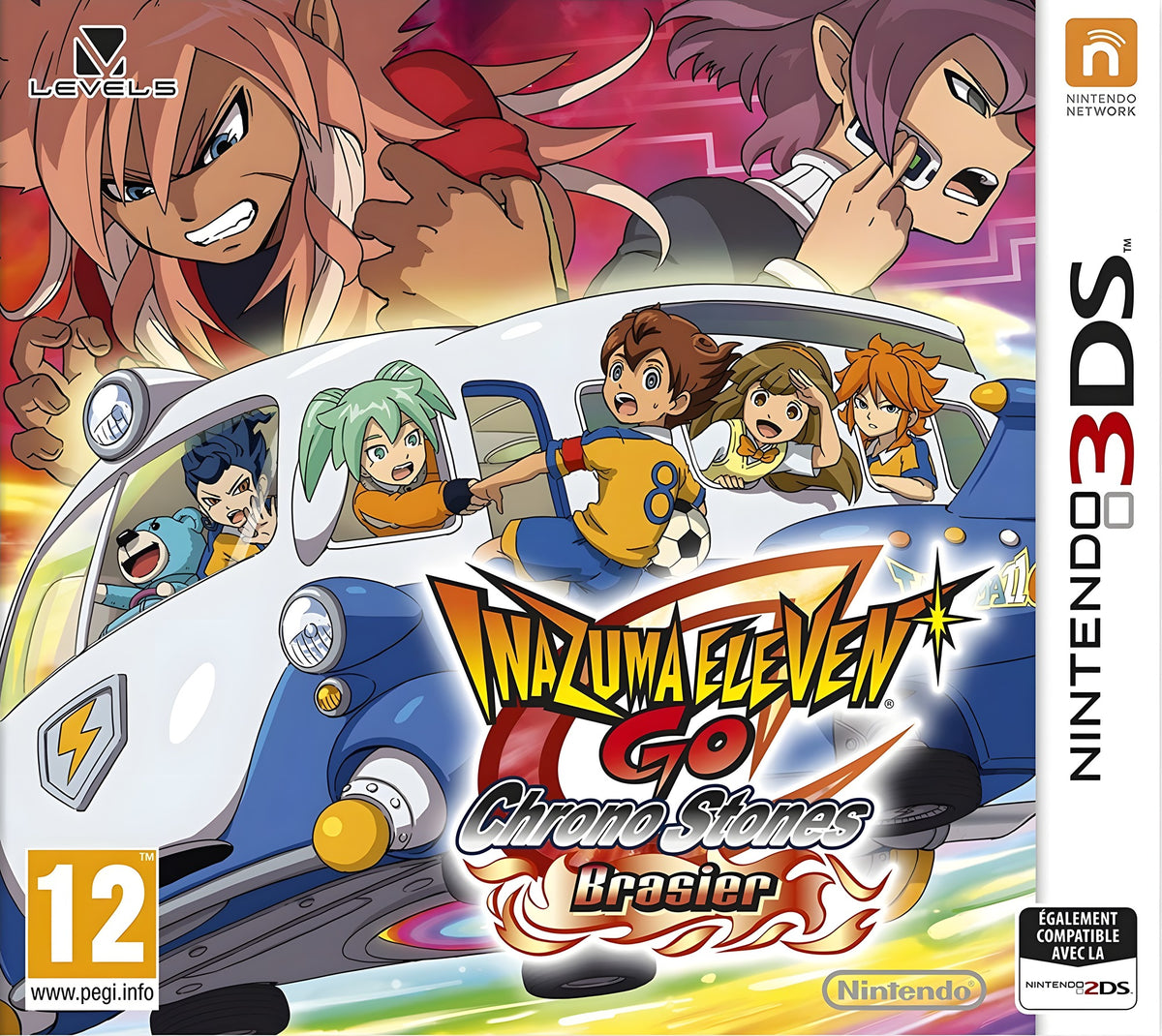Das Cover von Inazuma Eleven Go: Chrono Stones Flammenwall für Nintendo 3DS