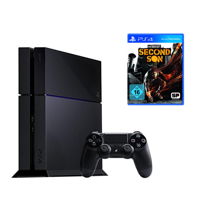 Konsole 500GB schwarz + inFamous: Second Son + Original Controller