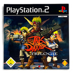 Das Cover von Jak and Daxter: Trilogie für PS2 zeigt die drei Hauptfiguren der Spielereihe und das USK-Siegel ab 6.