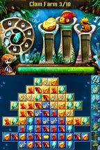In Jewel Link: Legends of Atlantis 3D sind Fische und Muscheln auf einem Spielfeld zu sehen.