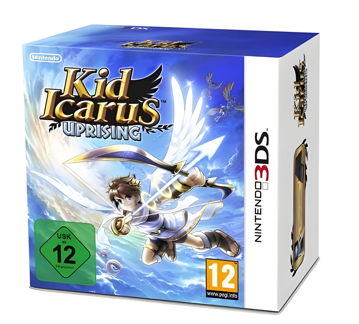 Das Cover von Kid Icarus: Uprising + Nintendo 3DS-Ständer für Nintendo 3DS