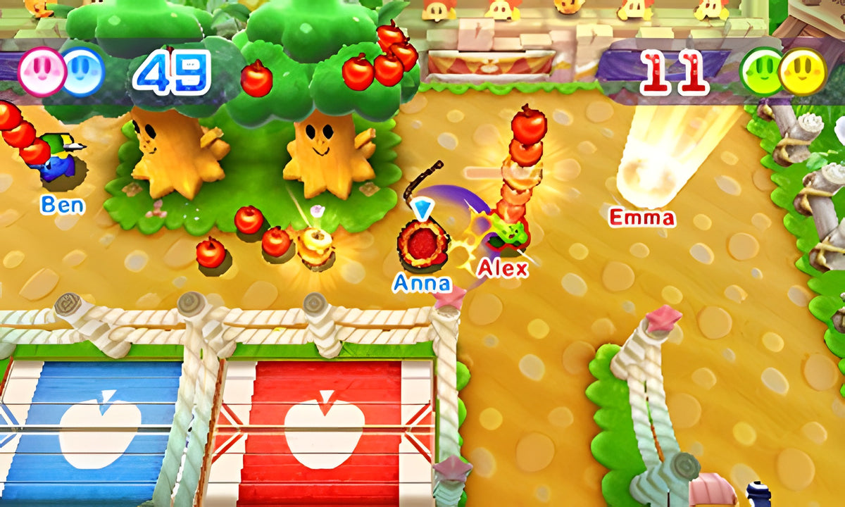In Kirby: Battle Royale müssen Spieler in einem Dungeon Schockwellen ausweichen.