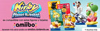 Diese Werbegrafik zu Kirby: Planet Robobot + Kirby Amiibo Figur zeigt die Kompatibilität mit Amiibo-Figuren.
