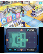 LBX: Little Battlers Experience zeigt einen Laden mit Kunden und eine Karte des Bereichs.
