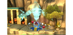 Eine Spielfigur lädt in LEGO Legends of Chima: Laval's Journey für Nintendo 3DS Energie vor einem Tempel auf.