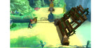 In LEGO Legends of Chima: Laval's Journey für Nintendo 3DS zieht Laval eine Holzbrücke über einen Abgrund.