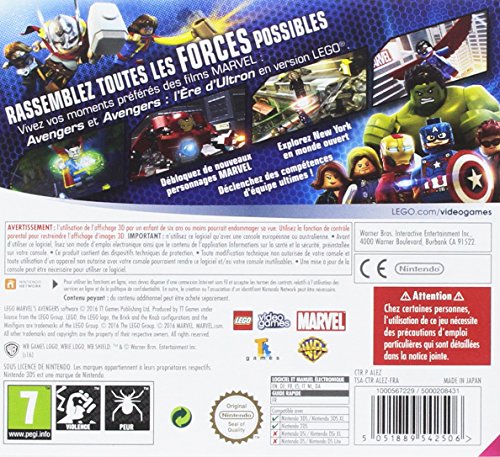 Die Rückseite der Verpackung von Lego Marvel Avengers zeigt mehrere kleine Spielszenen und Texte.