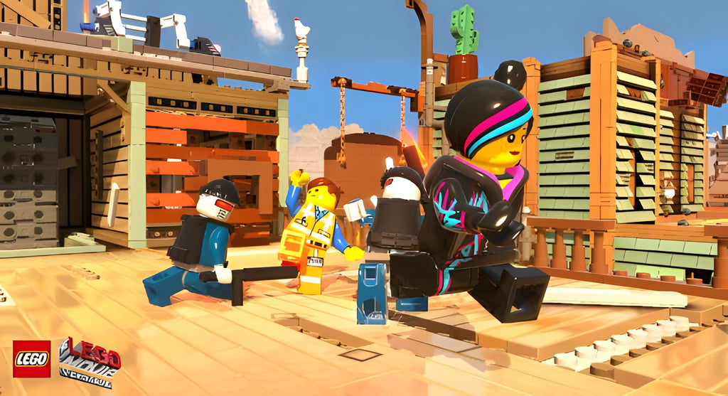 In LEGO The Movie: Videogame stehen mehrere Figuren in einer Wildweststadt zusammen.