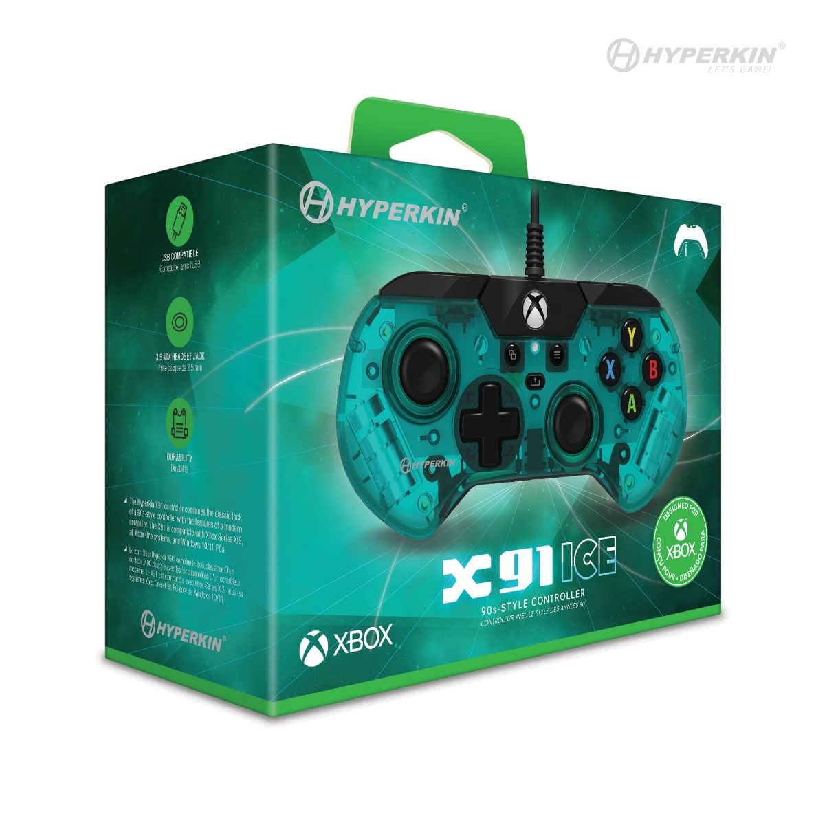 Offiziell lizenzierter Controller / Pad Aqua Green X91 90s Style [Hyperkin]