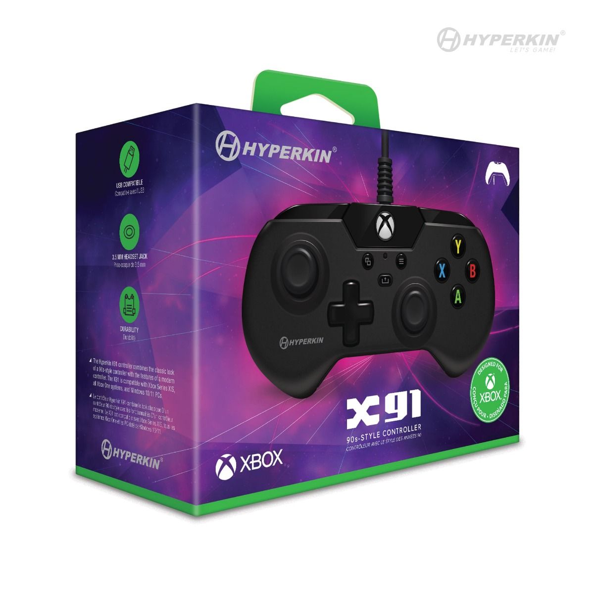 Offiziell lizenzierter Controller / Pad schwarz X91 90s Style V2 [Hyperkin]