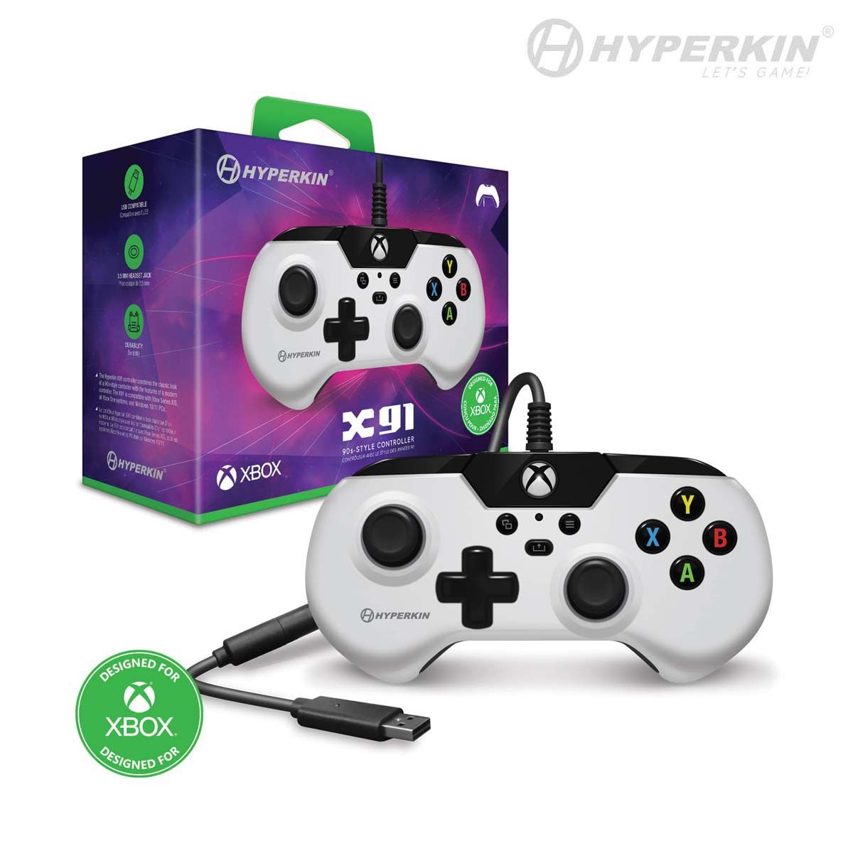 Offiziell lizenzierter Controller / Pad weiß X91 90s Style V2 [Hyperkin]