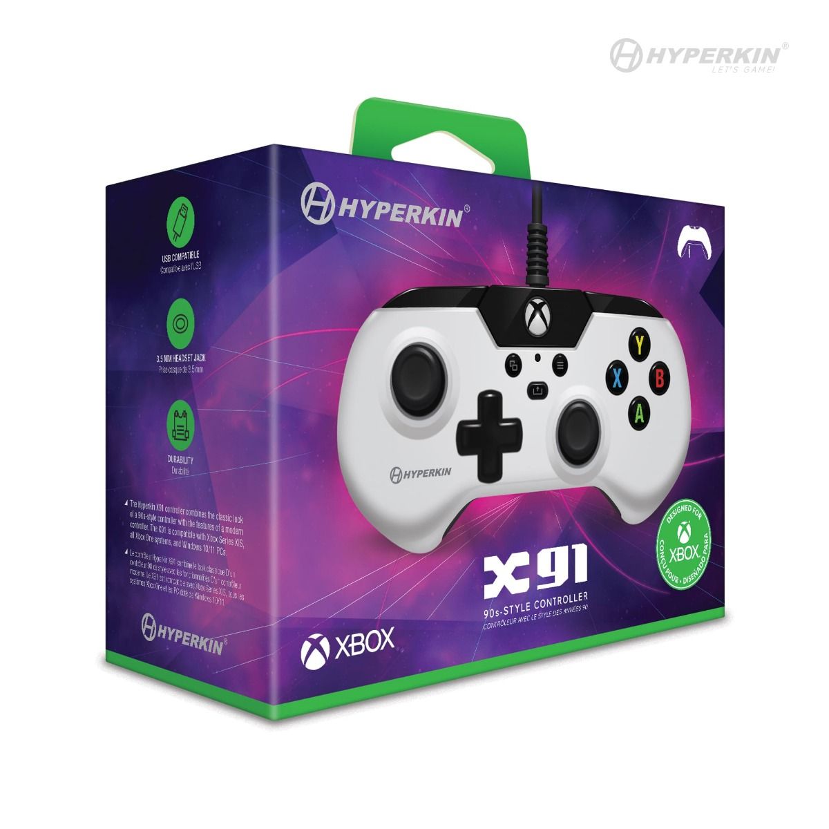 Offiziell lizenzierter Controller / Pad weiß X91 90s Style V2 [Hyperkin]
