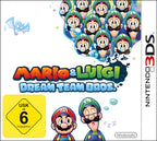 Auf dem Cover von Mario & Luigi: Dream Team Bros. sind Mario und ein schlafender Luigi zu sehen. USK ab 6.