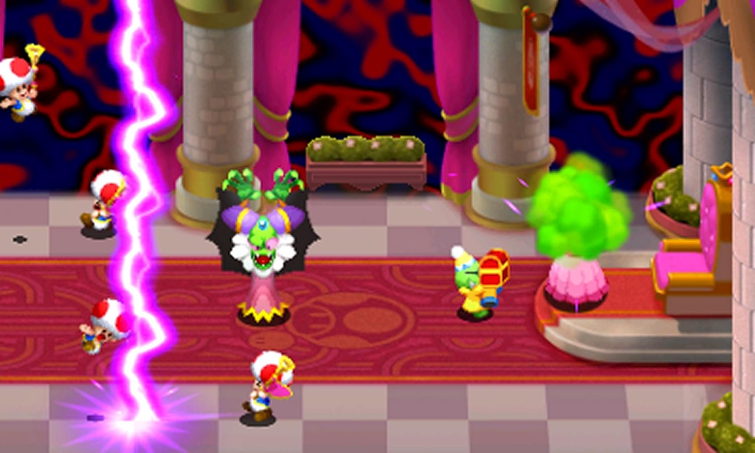 In Mario & Luigi Superstar Saga + Les Sbires de Bowser greift ein Gegner mit Blitzen an.