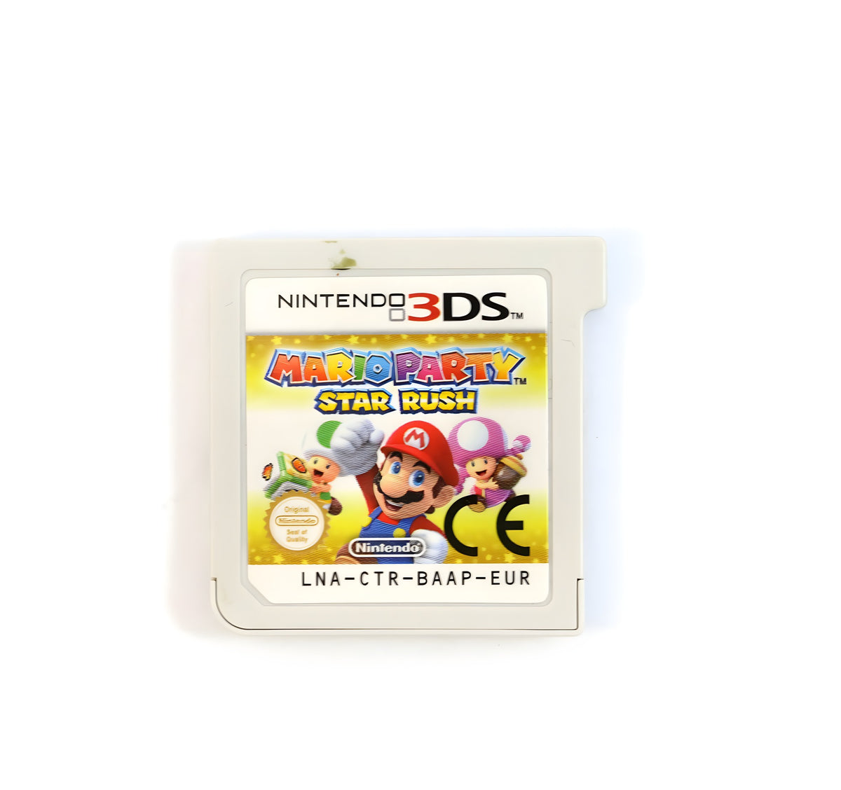 Das Modul von Mario Party: Star Rush zeigt Mario, Toad und Toadette vor dem Spieltitel.