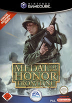 Medal of Honor: Frontline für GameCube, USK ab 18, zeigt einen Soldaten mit Maschinenpistole und den Hinweis.