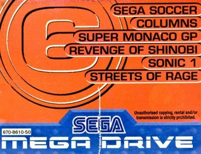 6 in 1: Soccer + Columns + Monaco GP + Shinobi + Sonic 1 + Streets of Rage (EU)