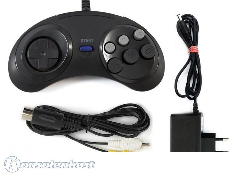 Zubehör Set: 6-Button Controller + AV Cinchkabel + Netzteil