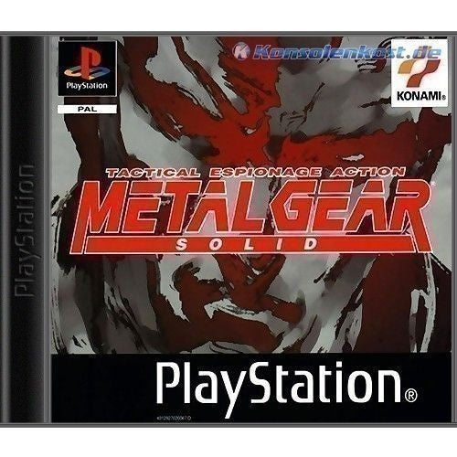 Die Vorderseite der Hülle von Metal Gear Solid ist leicht schräg abgebildet.