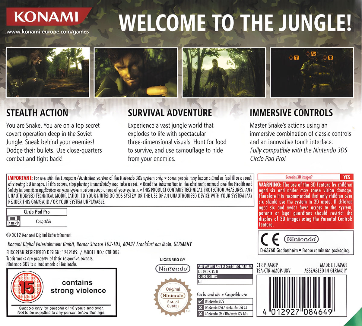 Produktfoto 2 von Metal Gear Solid Snake Eater 3D.