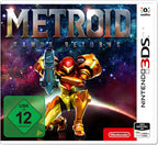Das Cover von Metroid: Samus Returns zeigt Samus Aran in ihrer Rüstung vor einem Sternenhintergrund, USK ab 12.