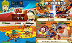 Ein Kampfmenü und eine Kampfszene mit zwei Reitern in Monster Hunter: Stories.
