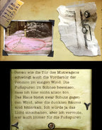 Mystery Case Files: Dire Grove zeigt eine Tagebuchseite mit Text und Bildern von Fußspuren im Schnee.