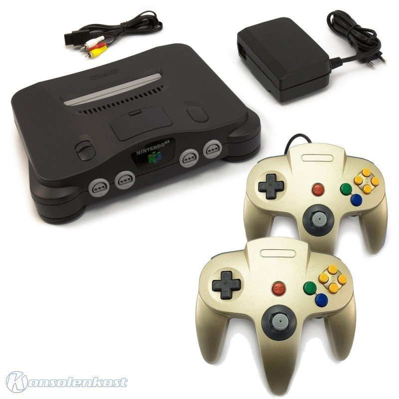 Konsole + 2 Controller gold + Zubehör