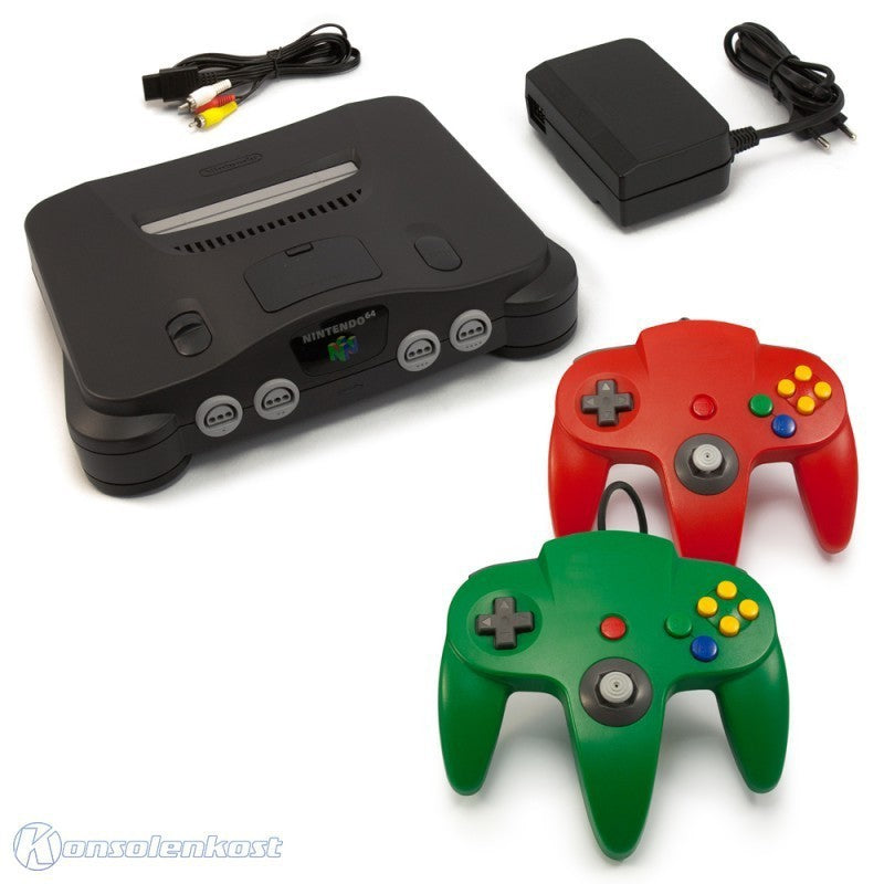 Konsole + 2 Controller rot grün + Zubehör