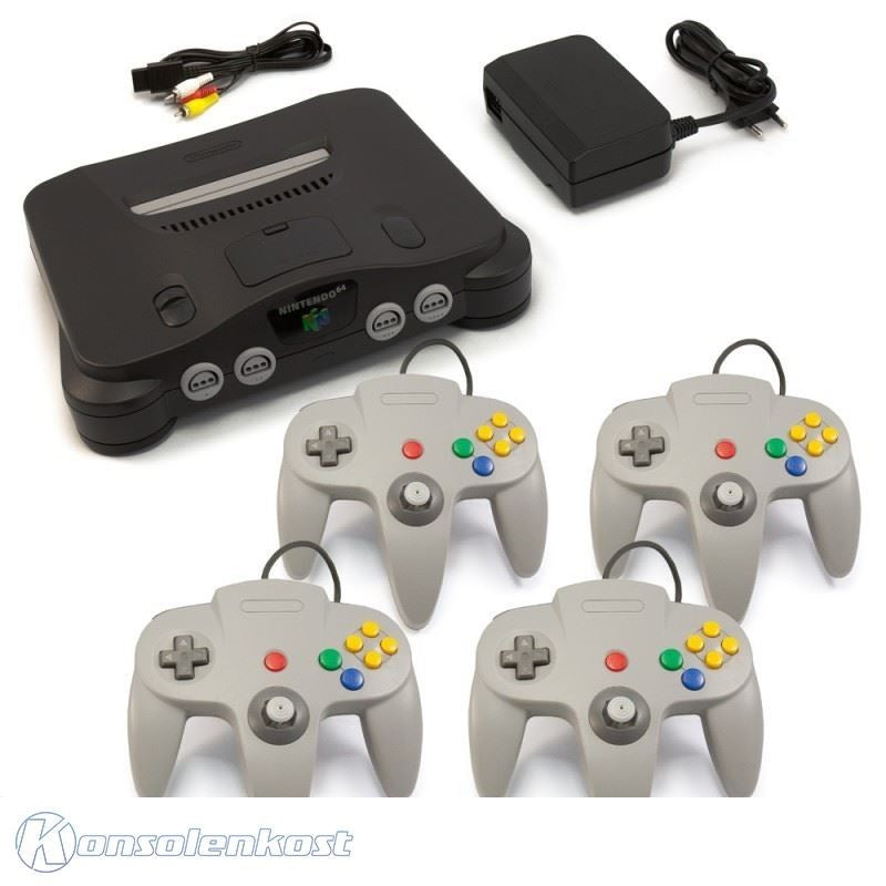 Konsole + 4 Controller grau + Zubehör