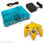 Konsole Clear Blue + Controller gelb + Zubehör