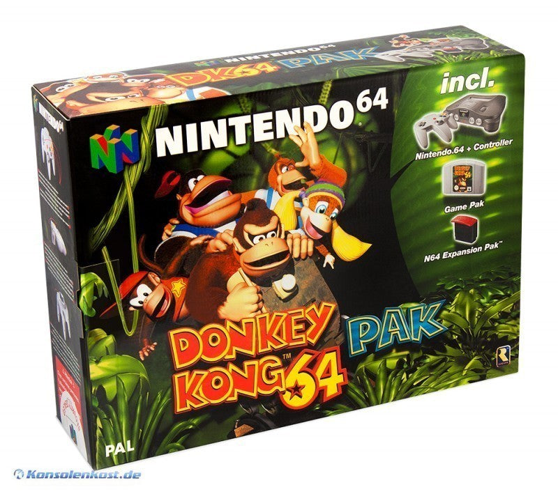 Konsole Donkey Kong Pak + Spiel + Original Controller + Exp. Pak + Zubehör