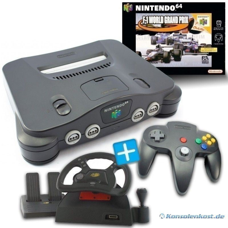 Konsole + F1 Grand Prix + Lenkrad + Controller + Zubehör