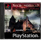Das Cover von Necronomicon: Dämmerung der Dunkelheit für PS1 zeigt ein altes, verfallenes Haus bei Nacht, USK ab 12.