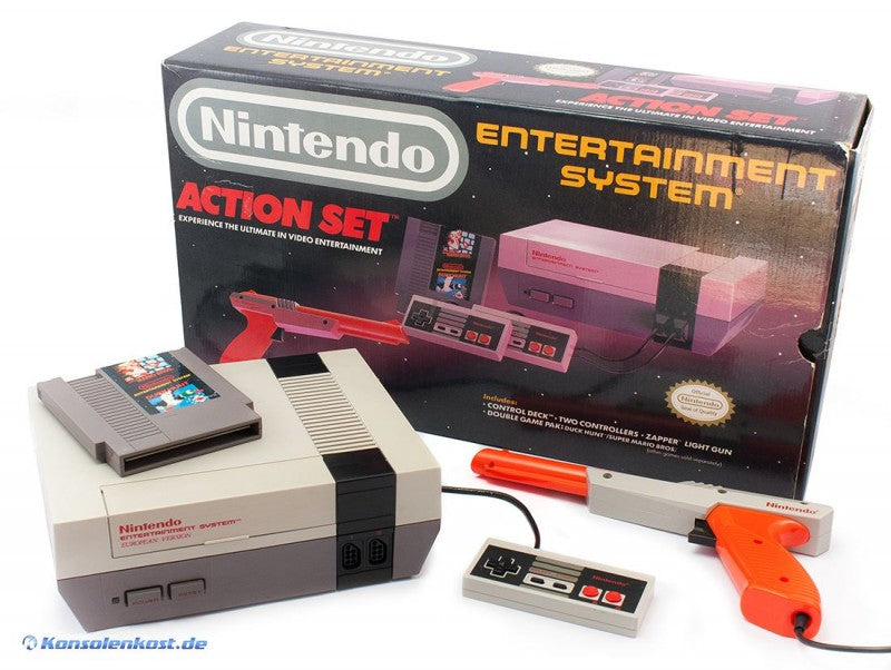 Konsole 60Hz Action Set + Spiel + 2 Original Controller + Zapper