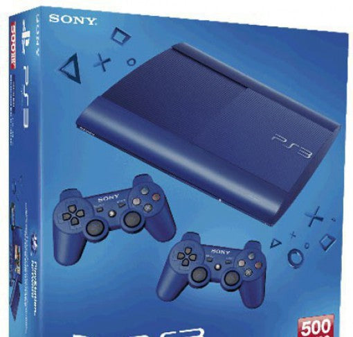 Konsole Super Slim 500GB blau + 2 Original Controller