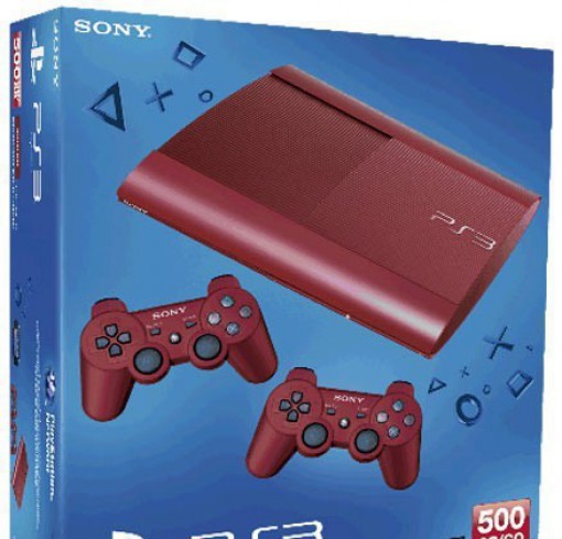 Konsole Super Slim 500GB rot + 2 Original Controller
