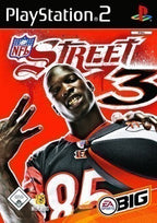Das Cover von NFL Street 3 für PlayStation 2 zeigt einen Footballspieler mit Goldzähnen und Ball, USK ab 0.