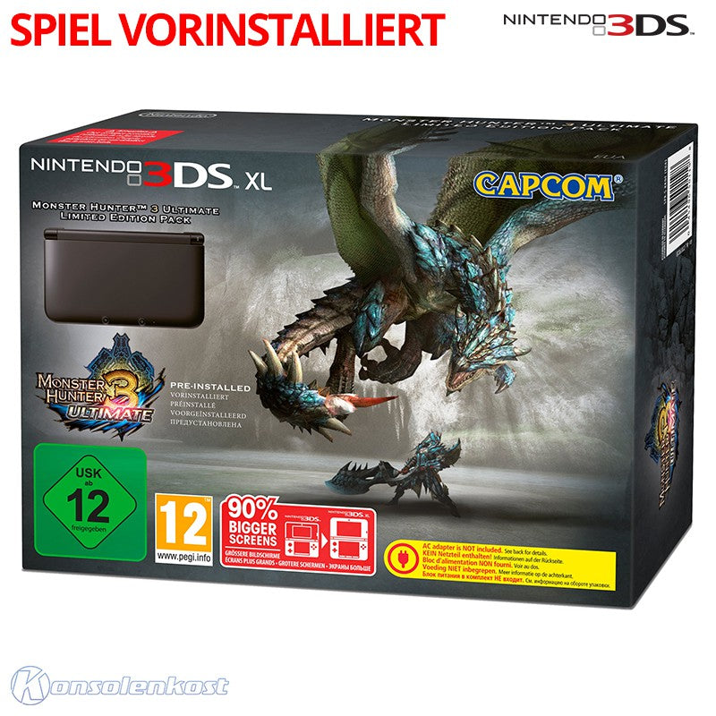 Konsole XL Monster Hunter 3U Edition + Spiel vorinst. + Netzteil