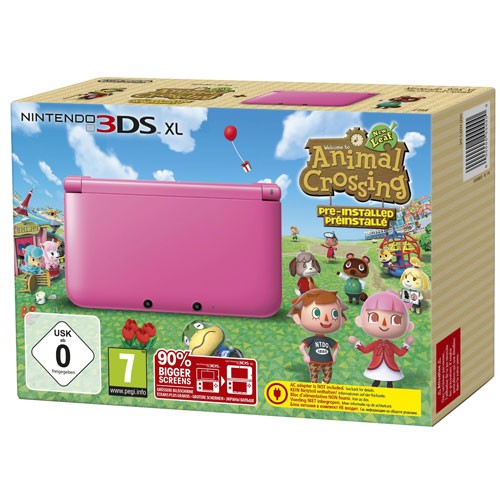 Konsole XL pink / rosa Animal Crossing Edition + Spiel vorinst. + Netzteil