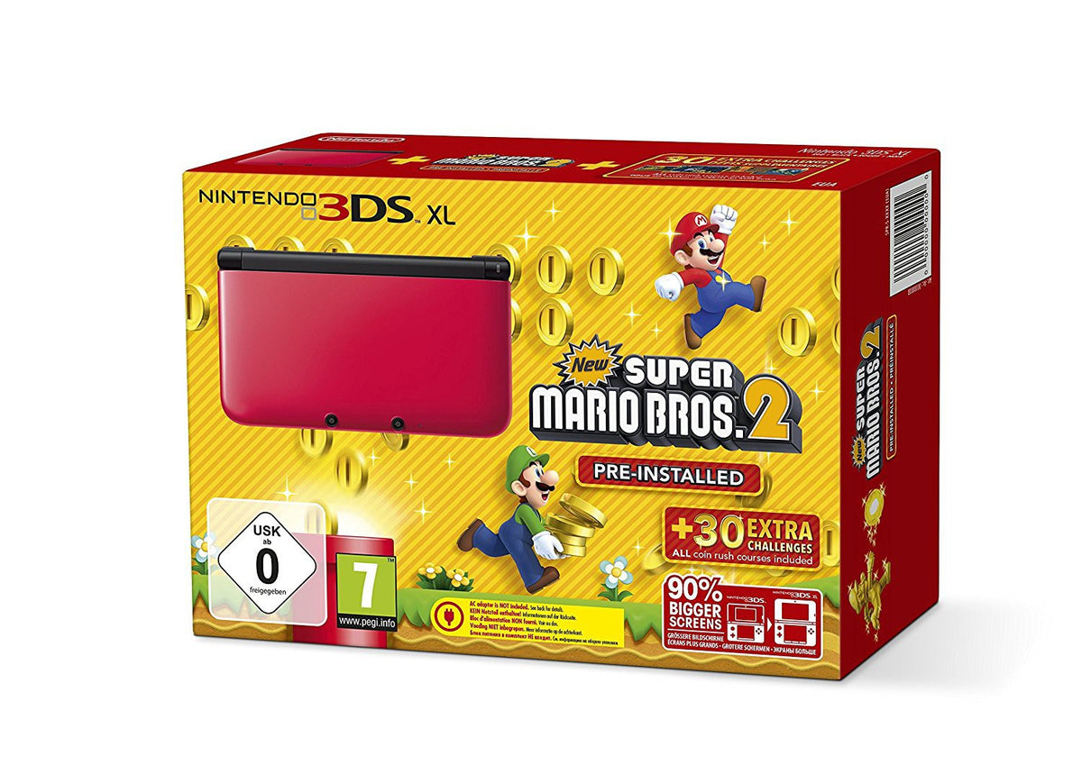 Konsole XL rot New Super Mario Bros. 2 Edition + Netzteil + Spiel