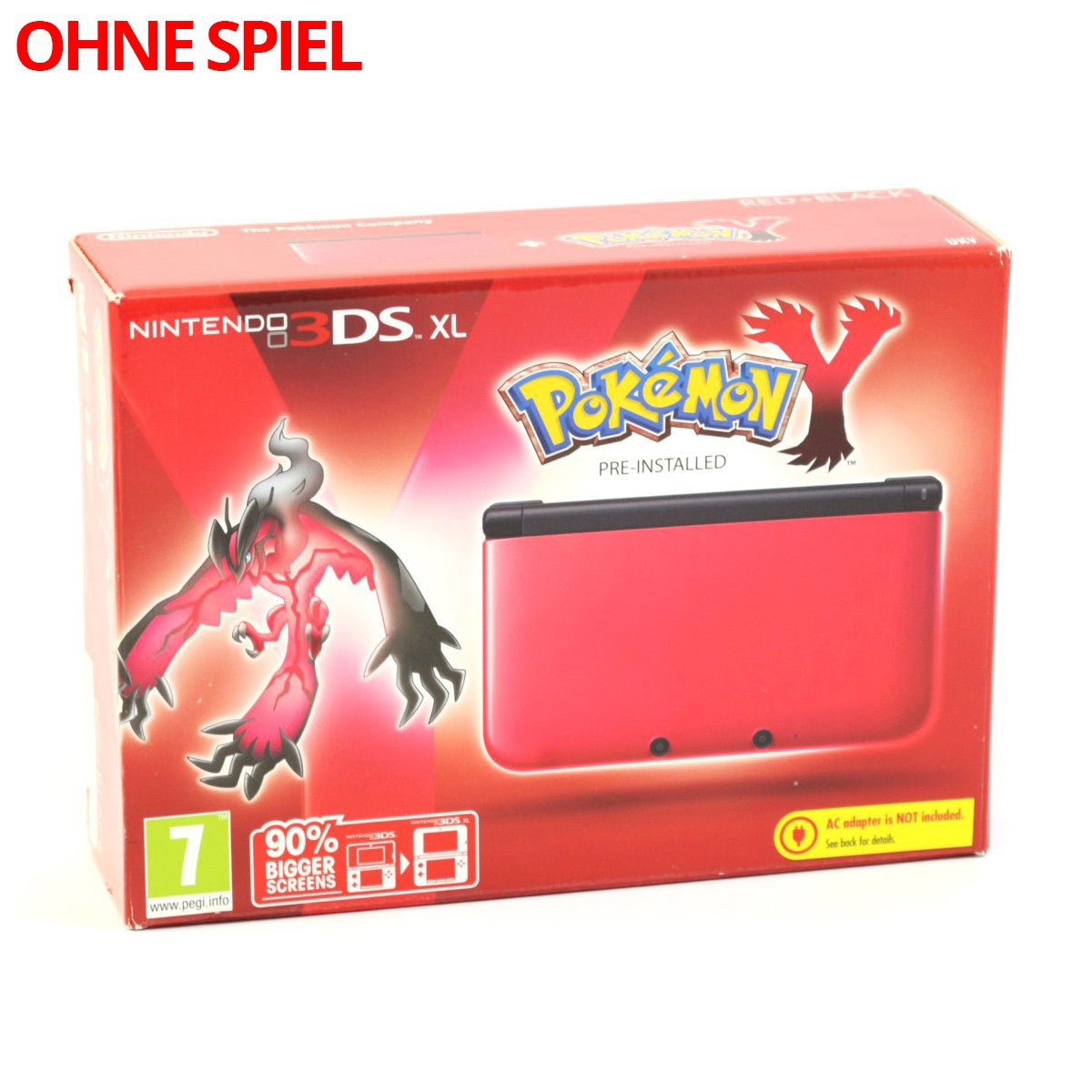 Konsole XL Pokemon Y Edition rot + Netzteil