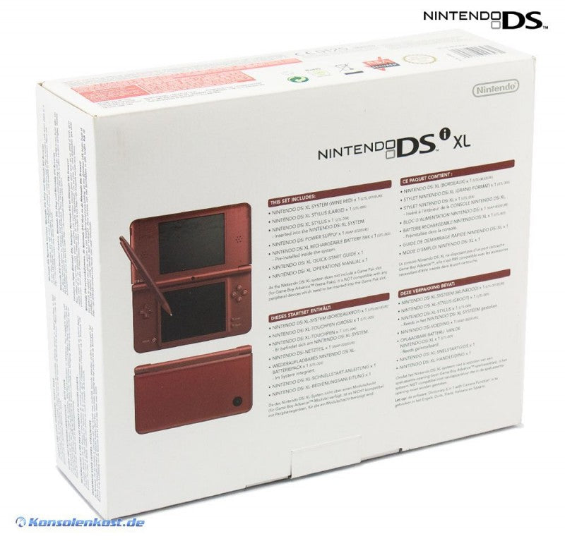Konsole DSi XL Bordeaux-Rot + Brain Training vorinstalliert