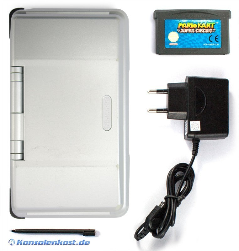 Konsole silber / platin + MARIO KART Spiel + Netzteil