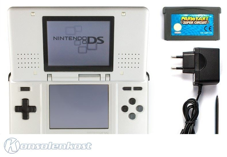 Konsole silber / platin + MARIO KART Spiel + Netzteil