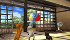 Zwei Katzen und ein Hund spielen mit einem Ball in Nintendogs + Cats: Golden Retriever & Neue Freunde.
