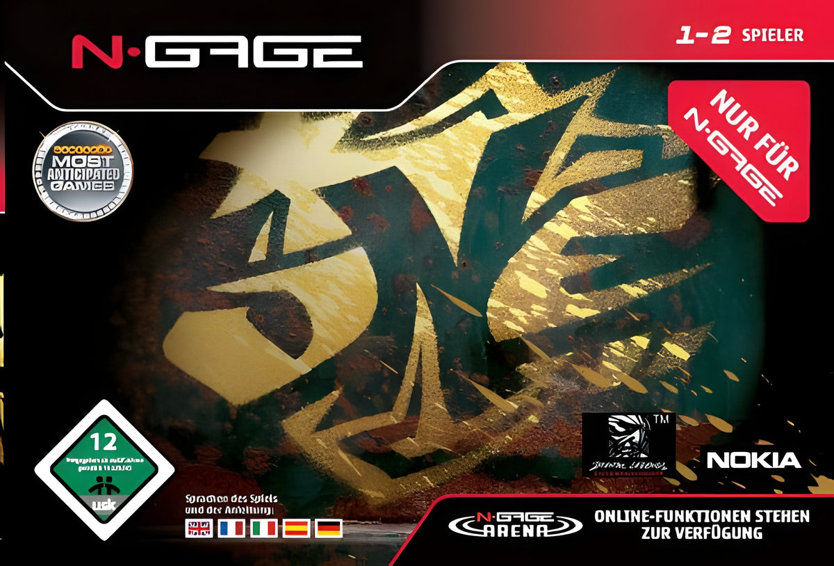 Das Cover von One für Nokia N-Gage zeigt ein goldenes "N" auf dunklem Grund und das USK ab 12 Siegel.