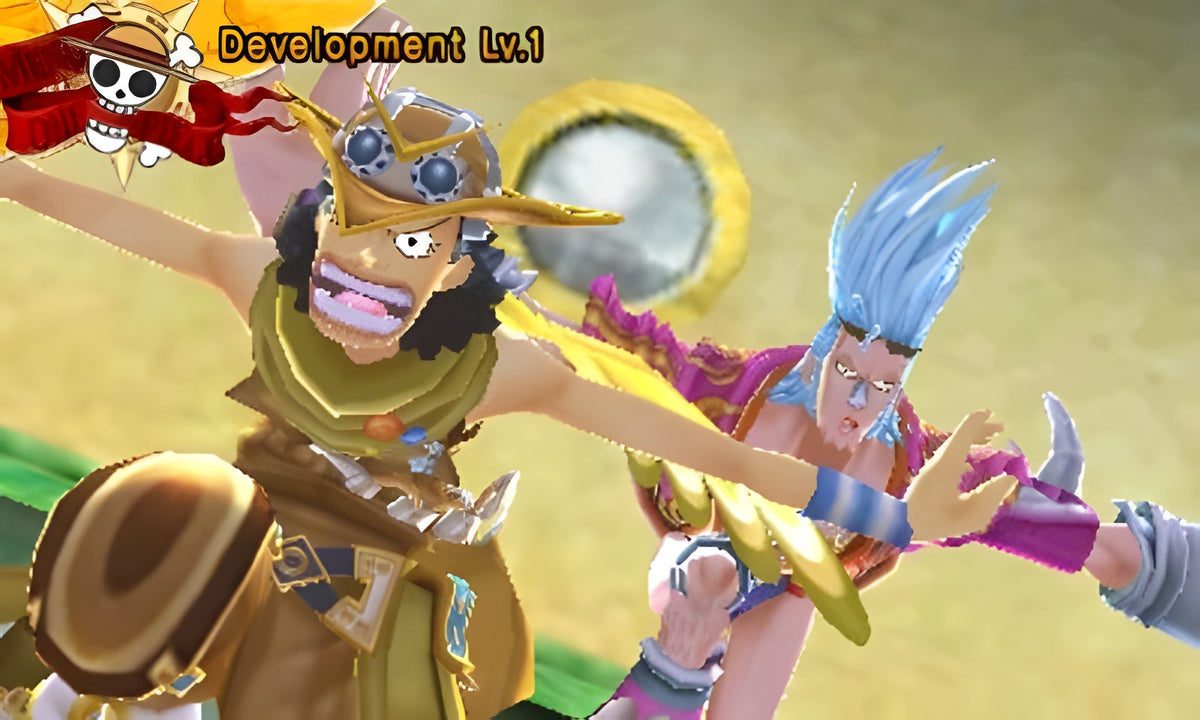 In One Piece Unlimited Cruise SP2 kämpfen Usopp und Franky in einer Wüstenarena.