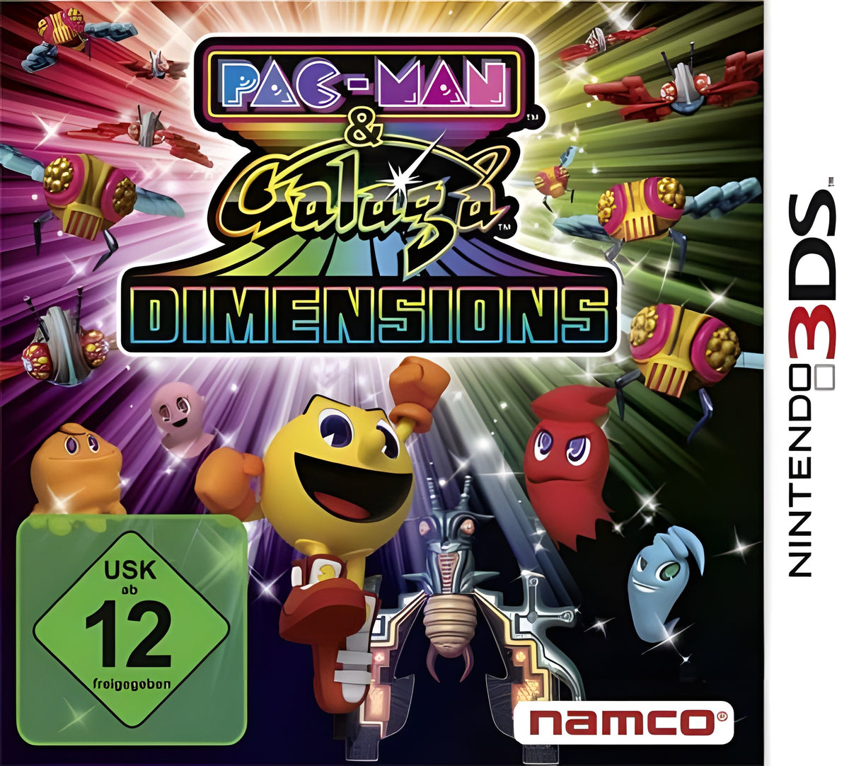 Das Cover von PacMan & Galaga Dimensions für Nintendo 3DS